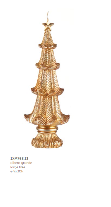 L'Oca Nera - CANDELA ALBERO GRANDE Ø cm 9x30 h CANDELE DI NATALE / ORO -  Dimensione Casa Store