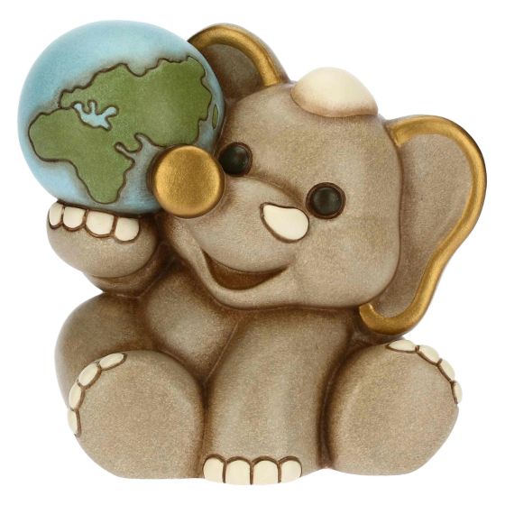 THUN Elefante Elly con mondo in ceramica