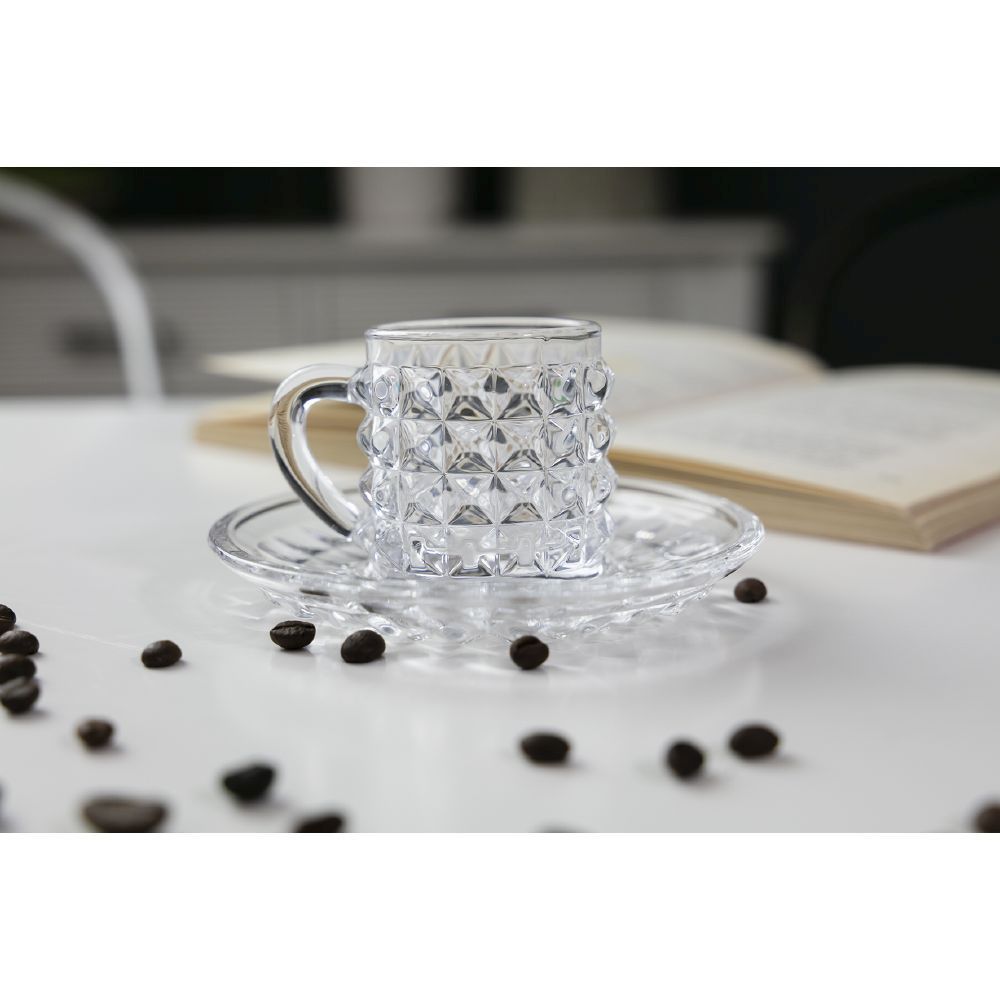 SET 6 TAZZINE CAFFE'VETRO DIAMOND 90ML