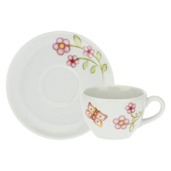 THUN Set 2 tazzine caffè, 2 tazze medie e 2 mug in porcellana Daisy flowers